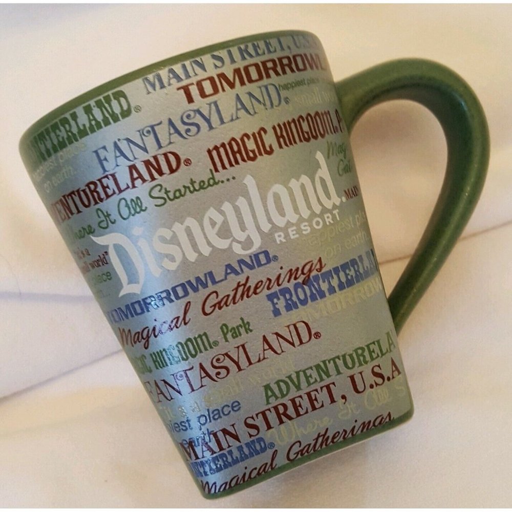DISNEYLAND RESORT Green Square Base Cup Mug Fantasyland Main Street Tomorrowland